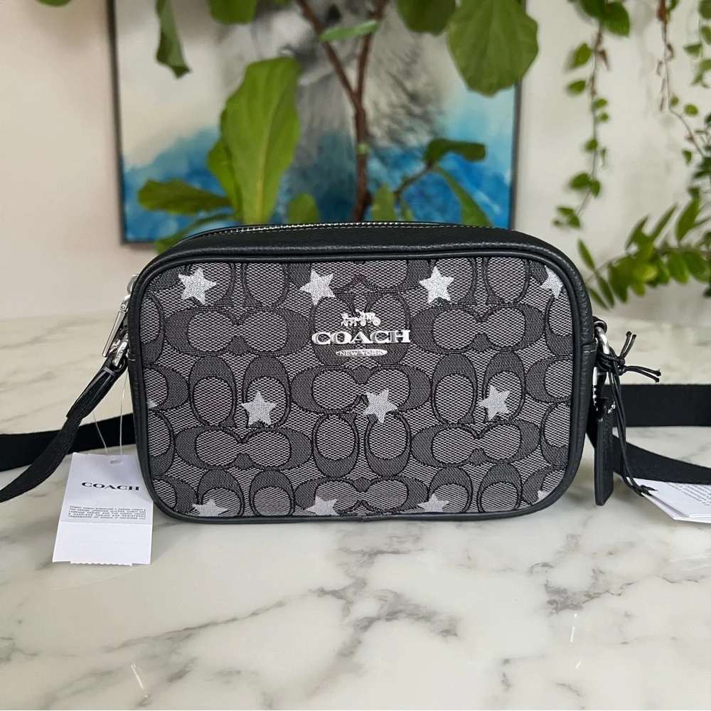 NWT Coach Mini Jamie Camera Bag In Signature Jacquard with Star Embroidery CO926